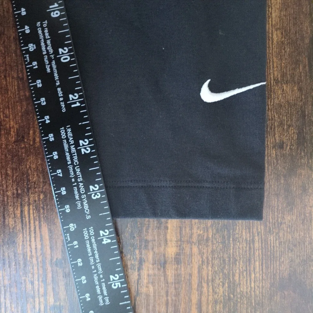 Nike Womens Black Cotton Blend Cropped Leggings Swoosh Logo Size Large‎
